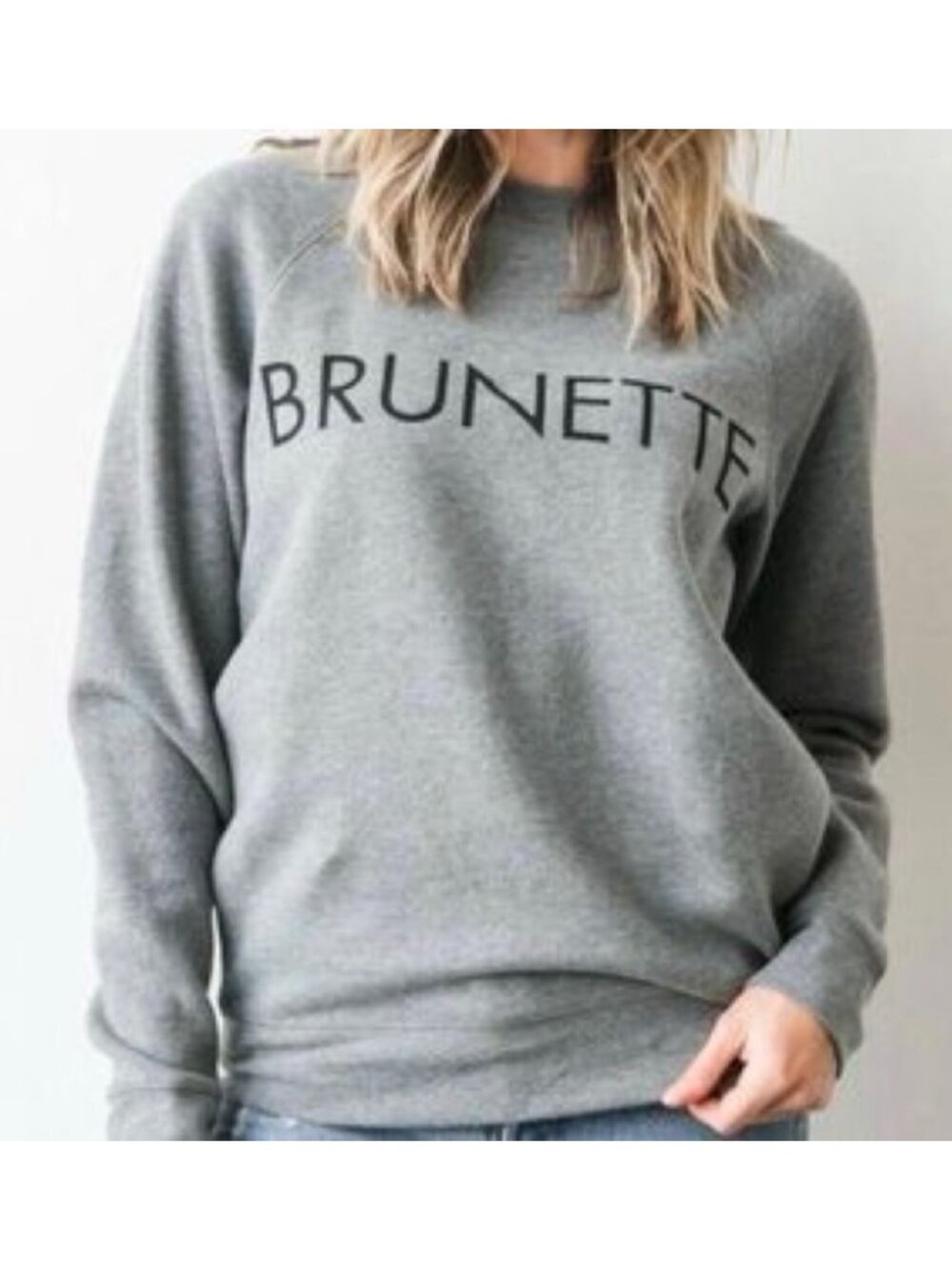 Brunette The Label *Brunette Core Crew Top Sweatshirt Size L/XL Grey Black $90